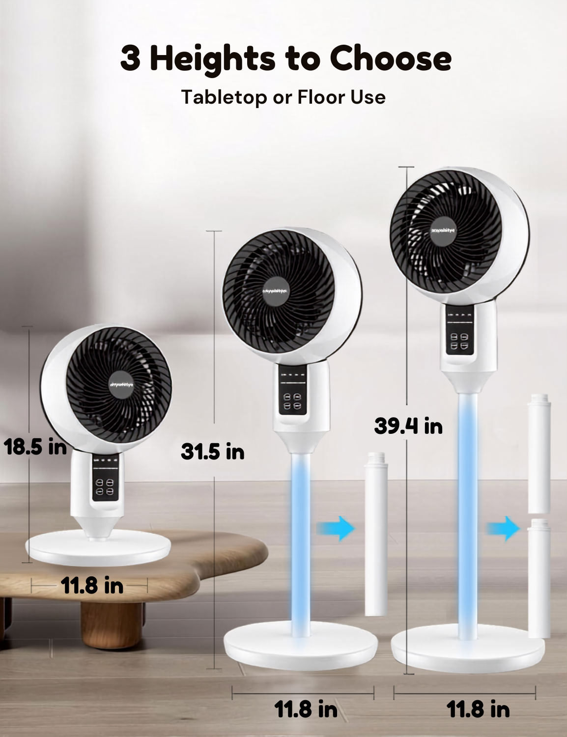 Quiet Oscillating Pedestal Fan with Remote Control - Aeroflow
