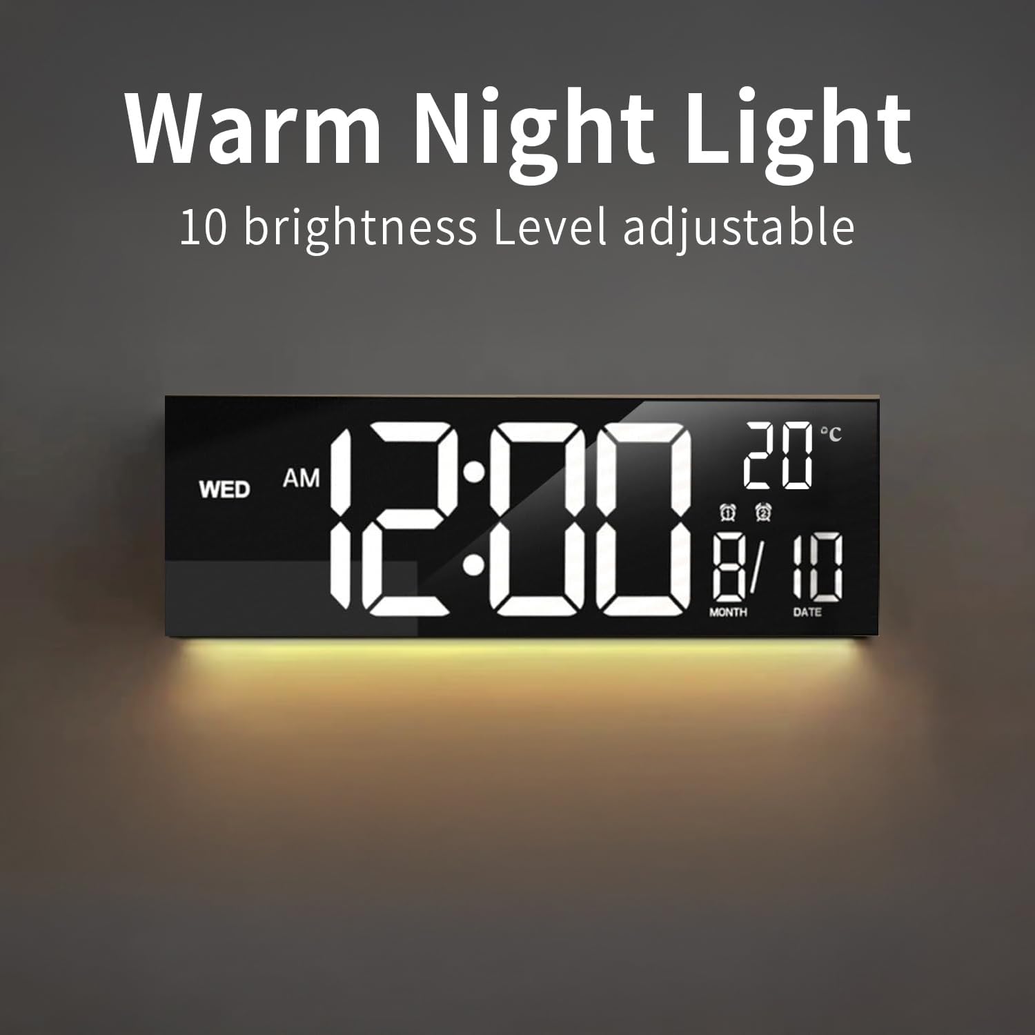 16-Inch RGB Digital Wall & Desk Alarm Clock with Remote – Lumeris
