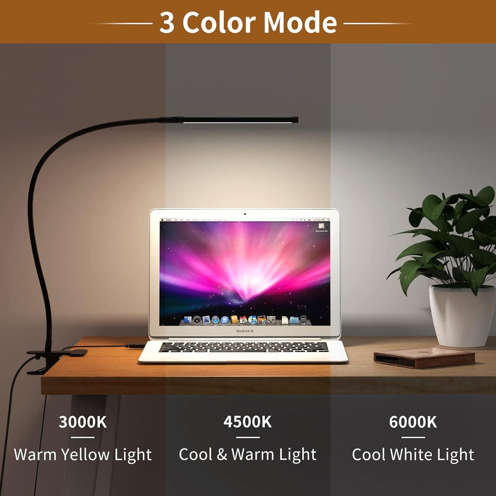 77 LED Desk Clamp Lamp with USB Power & Flexible Gooseneck – Serava