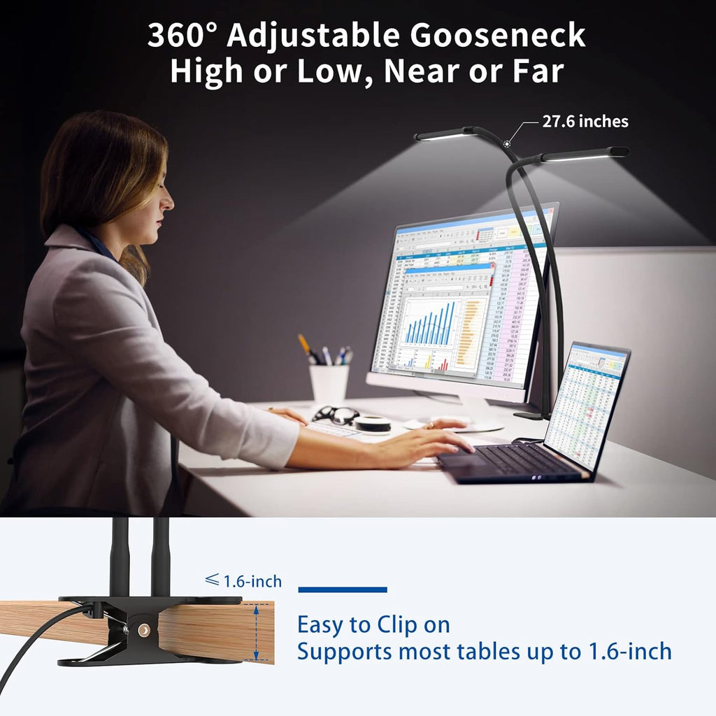 77 LED Desk Clamp Lamp with 27.6 in Flexible Gooseneck – Ravien
