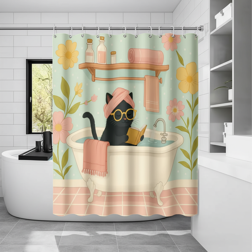 Printed Funny Shower Curtain - Purrshower
