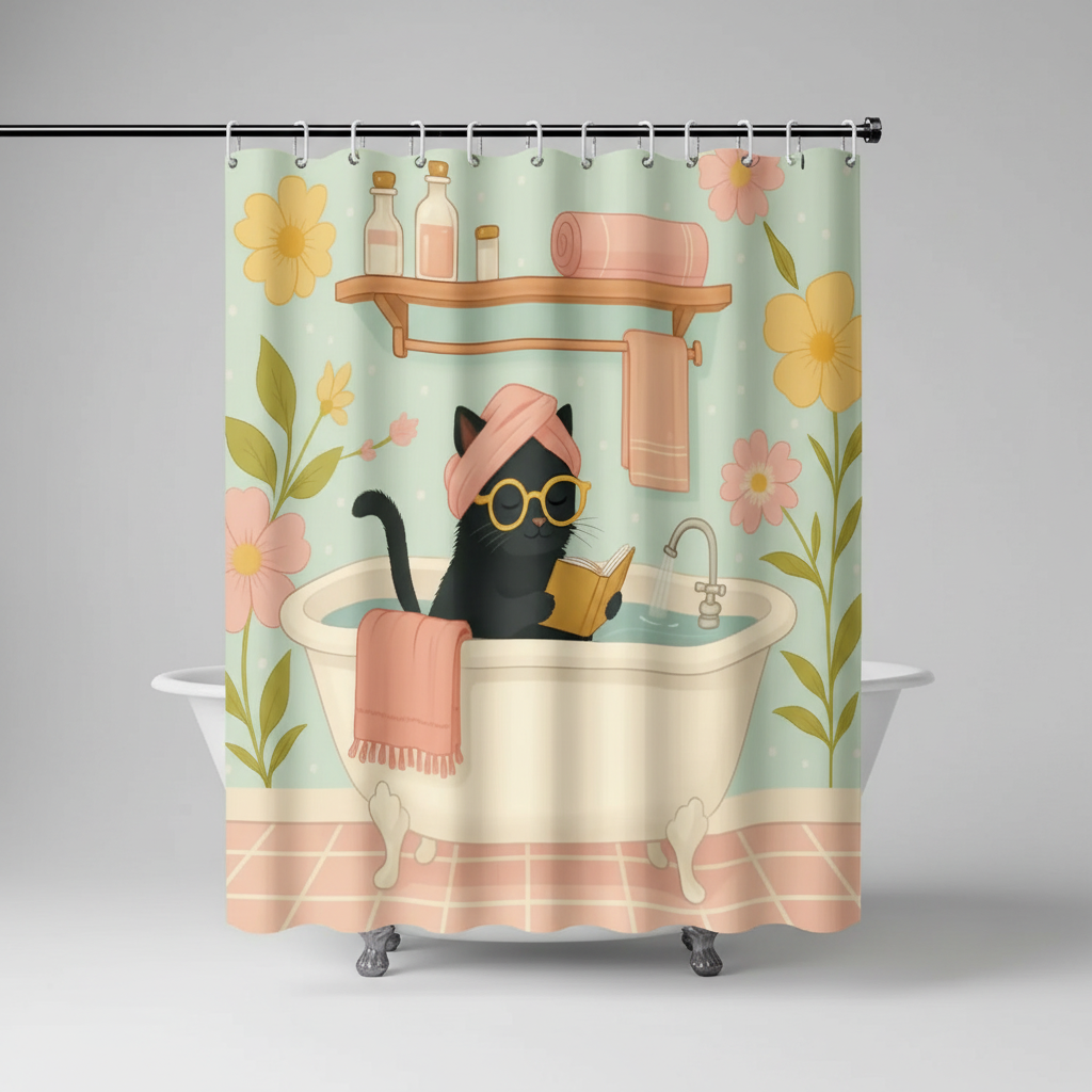 Printed Funny Shower Curtain - Purrshower