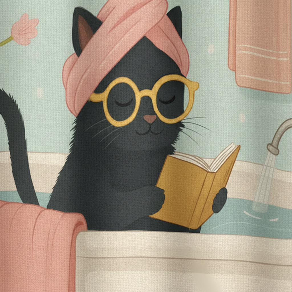 Printed Funny Shower Curtain - Purrshower