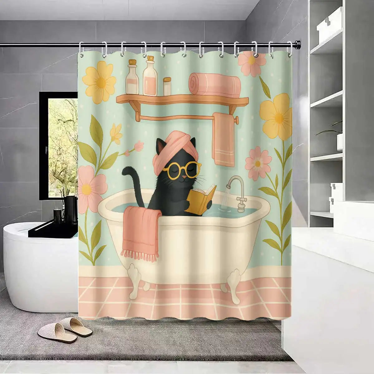 Printed Funny Shower Curtain - Purrshower