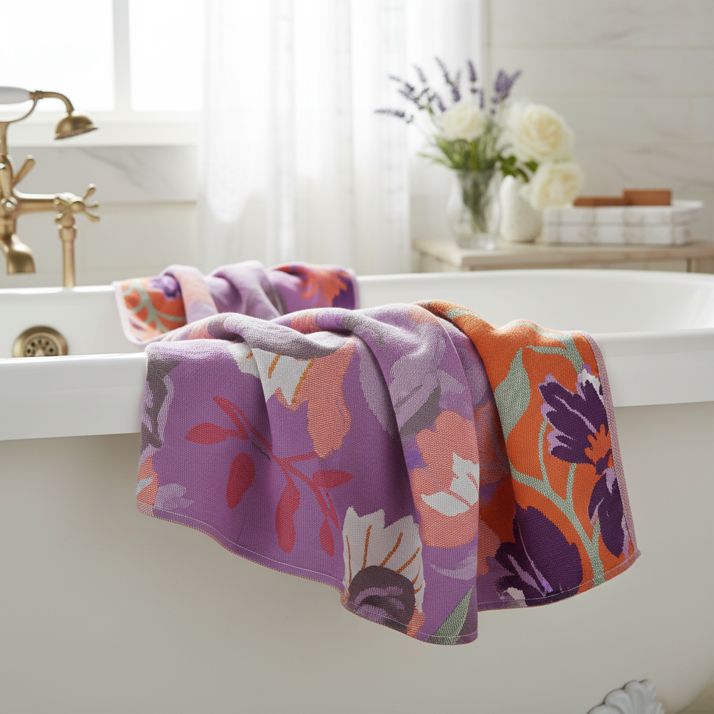 Flower pattern towel - LavenderTowel