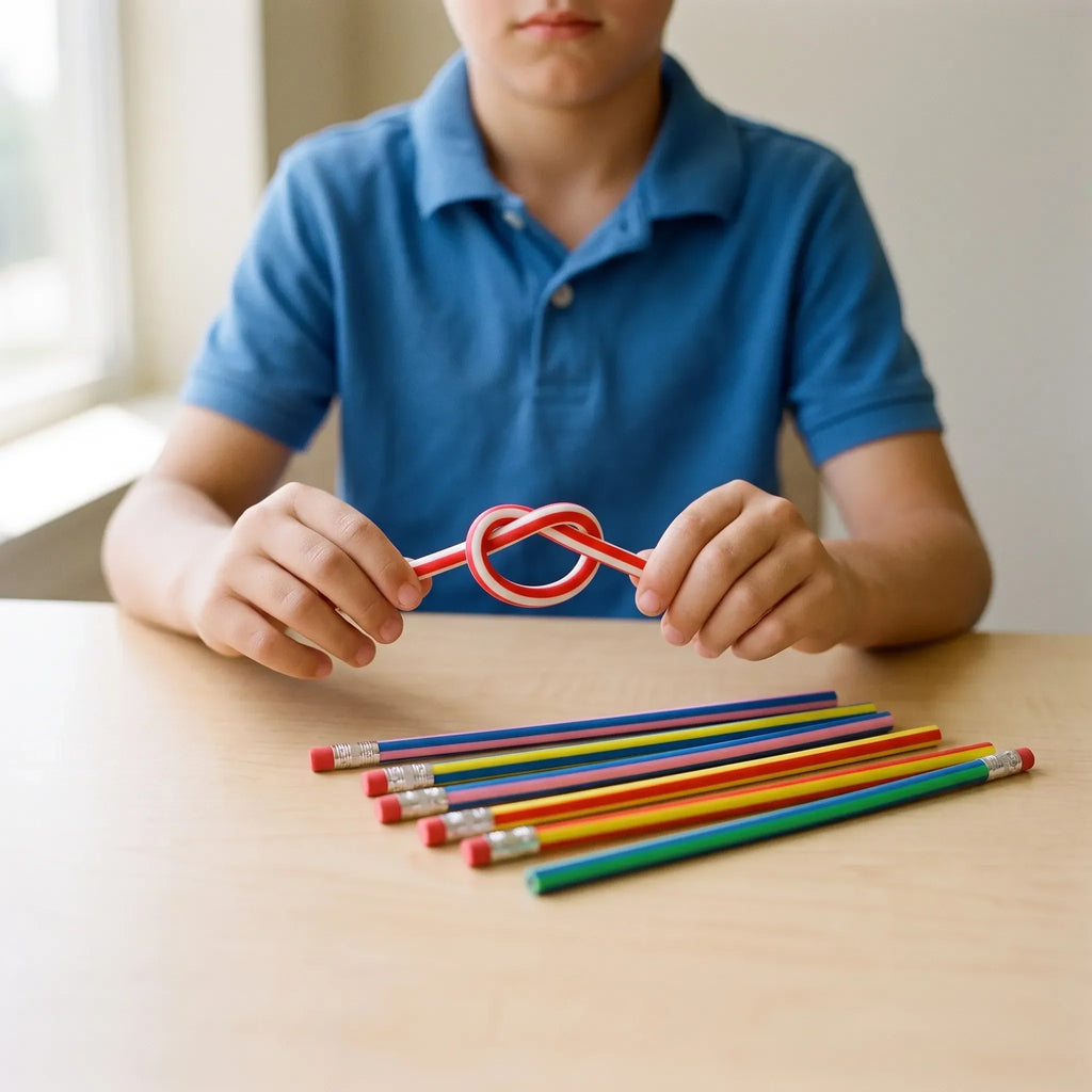 Colorful Striped Novelty Flexible Pencils - Flexiloop