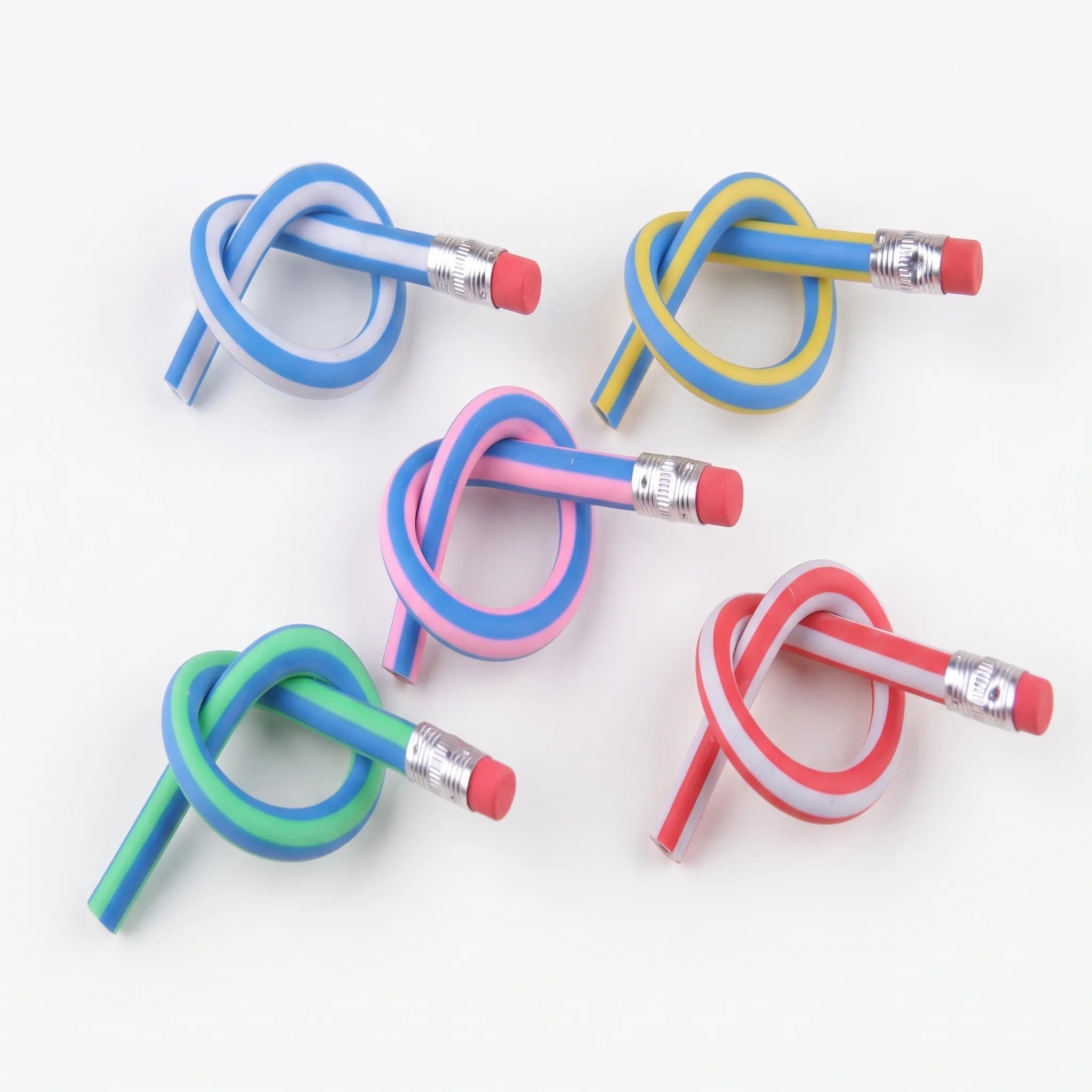 Colorful Striped Novelty Flexible Pencils - Flexiloop