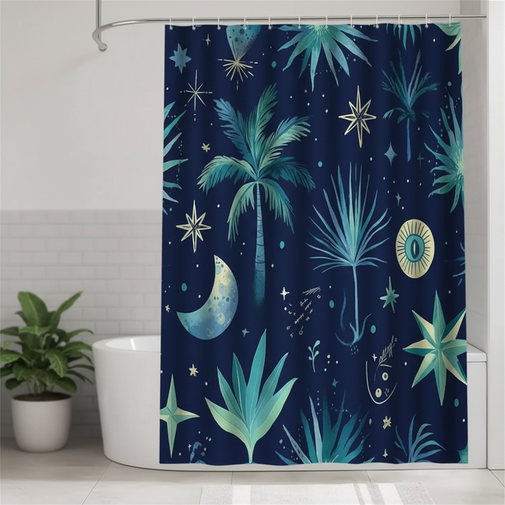 Shower Curtain Made of Soft Fabric - StarPalmia