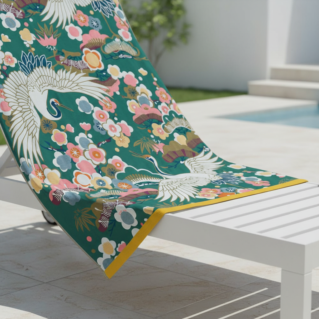 Elegant Bath Towel With Print - FlowerLuxe