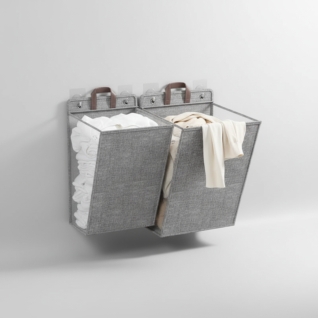 Foldable wall-mounted laundry basket - HangBoxer