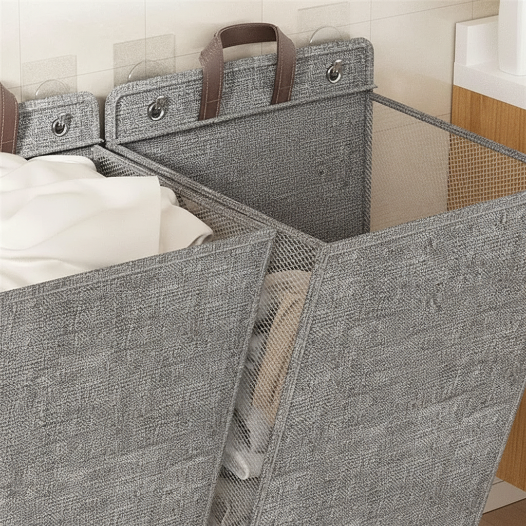 Foldable wall-mounted laundry basket - HangBoxer