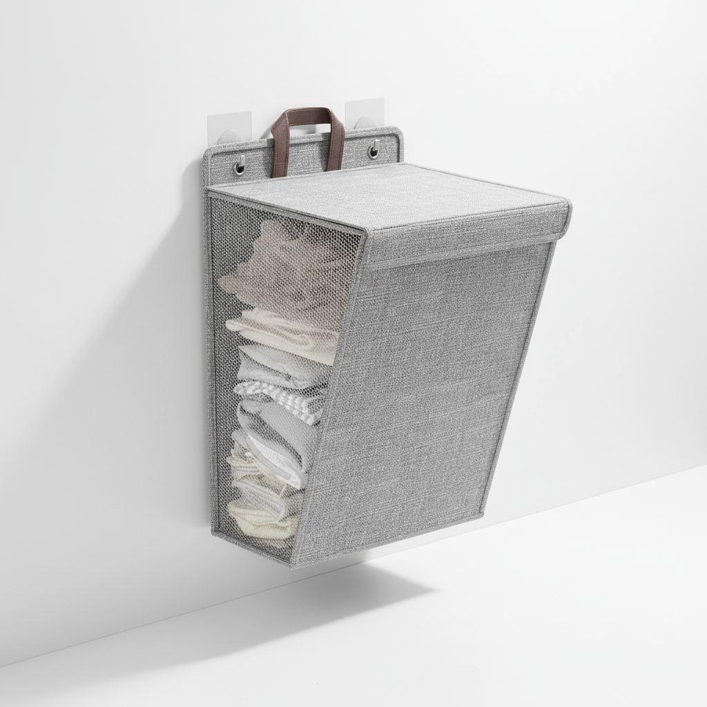 Foldable wall-mounted laundry basket - HangBoxer