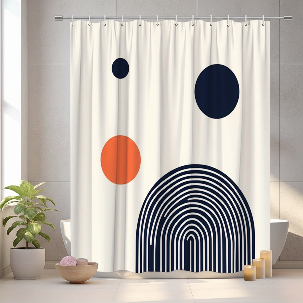 Geometric polyester shower curtain - Circlify