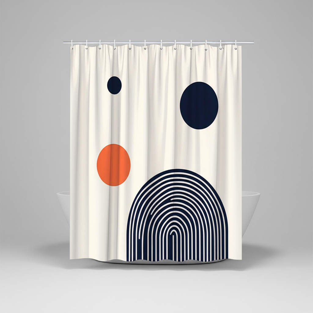 Geometric polyester shower curtain - Circlify