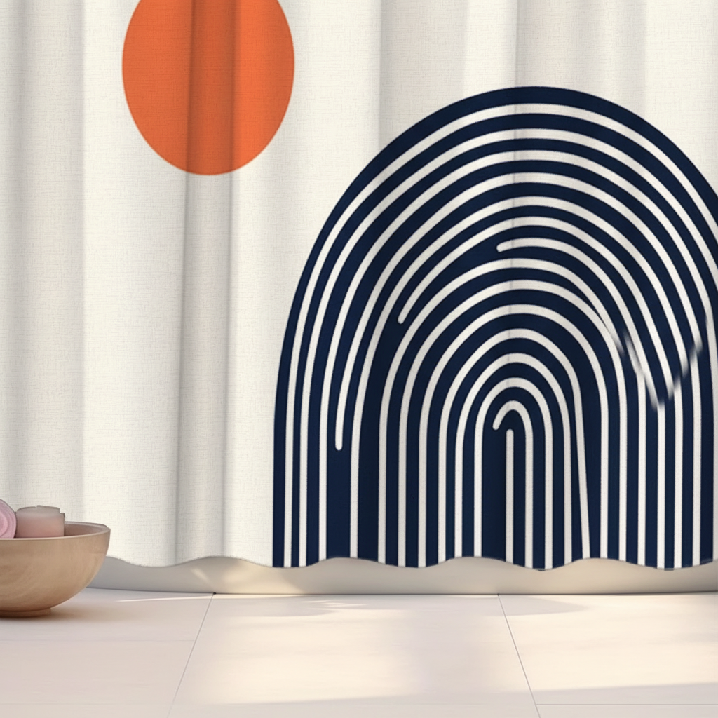 Geometric polyester shower curtain - Circlify