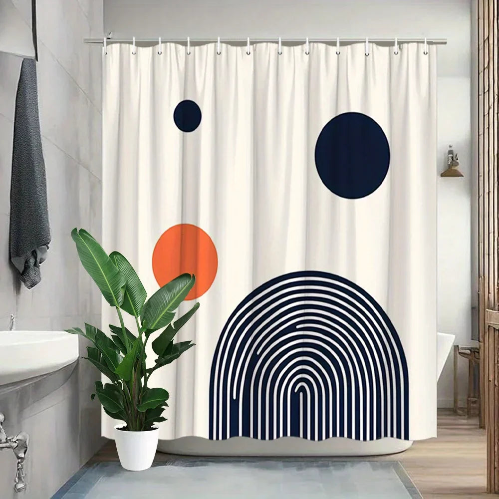 Geometric polyester shower curtain - Circlify