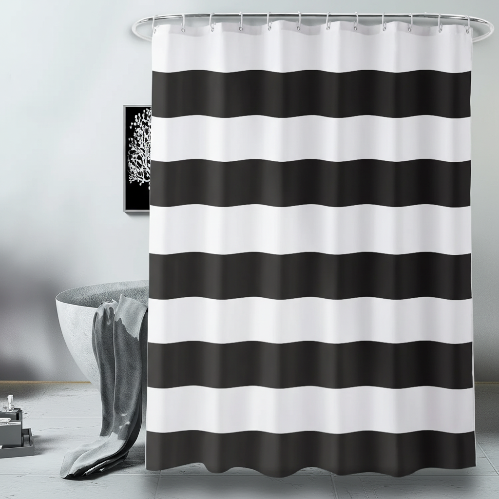 Striped Textile Shower Curtain - WavePanel