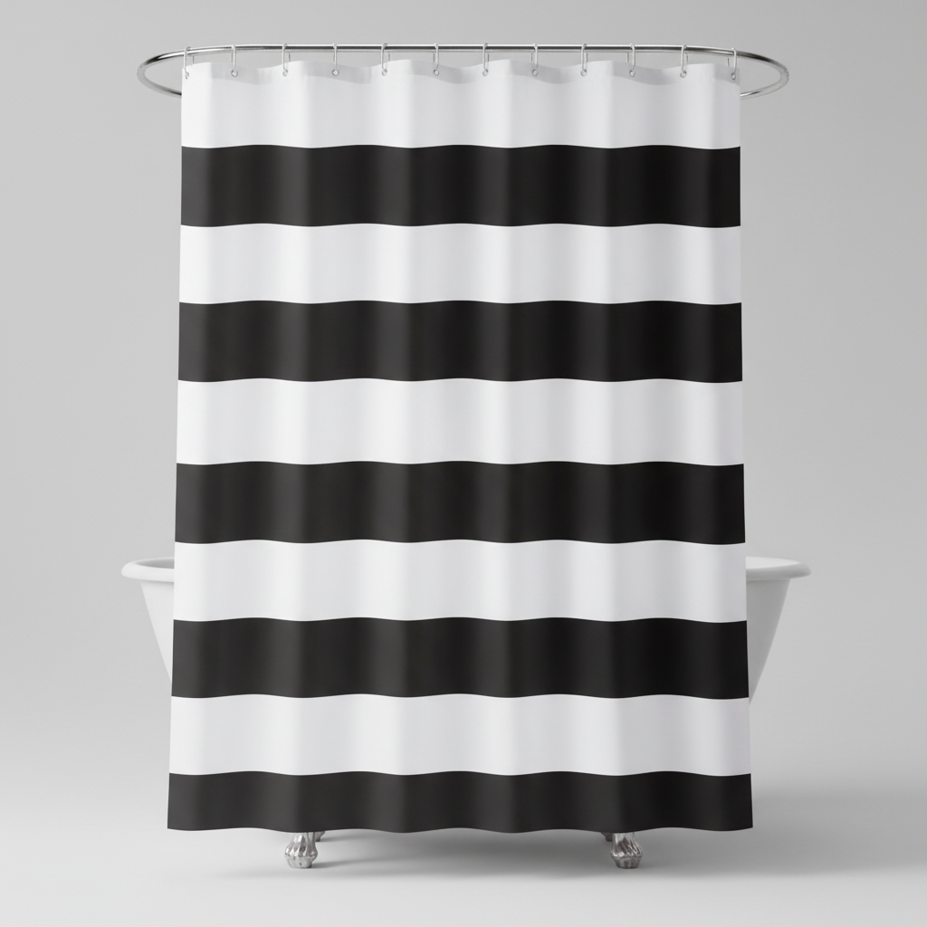 Striped Textile Shower Curtain - WavePanel