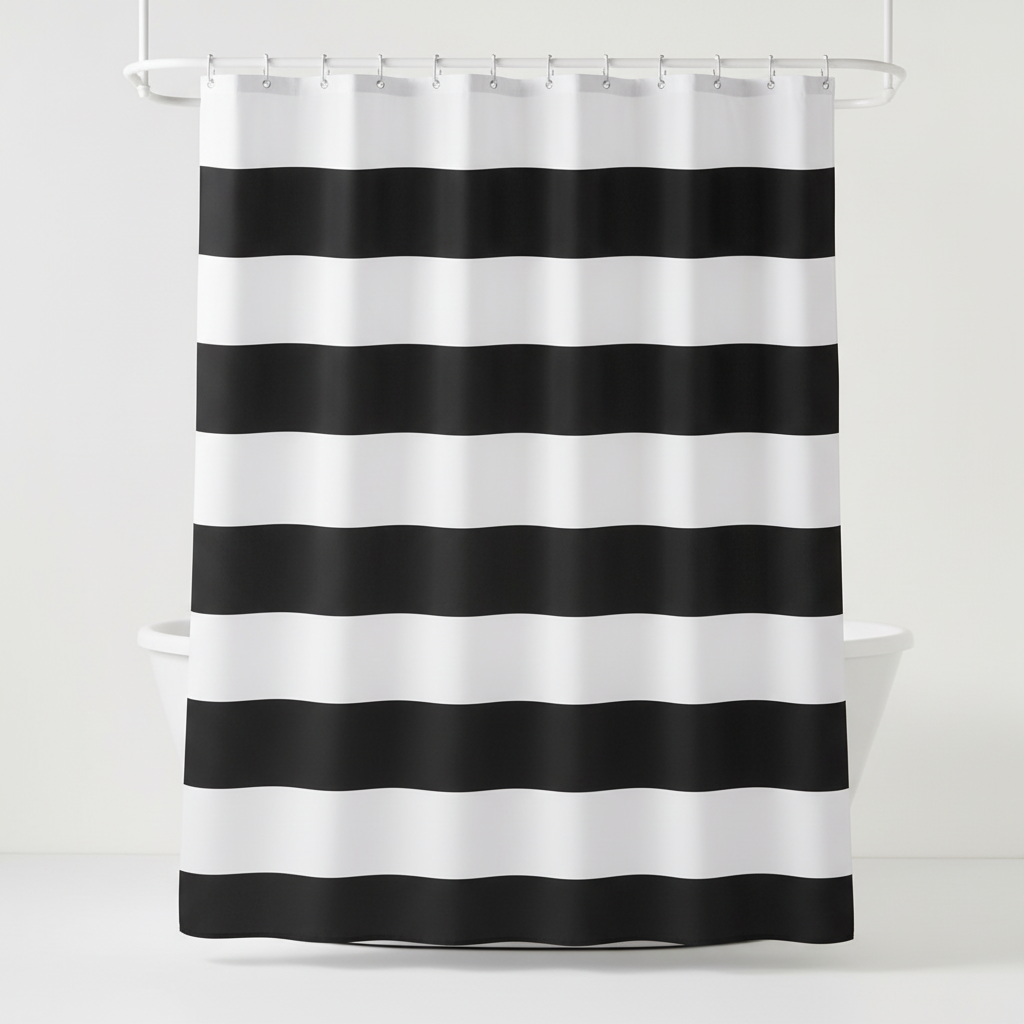 Striped Textile Shower Curtain - WavePanel