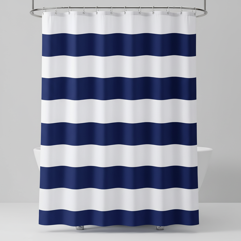 Striped Textile Shower Curtain - WavePanel