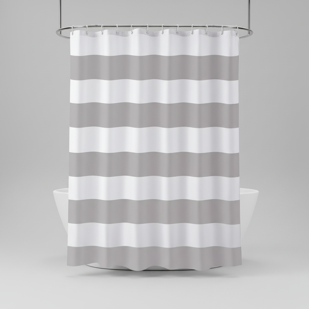 Striped Textile Shower Curtain - WavePanel