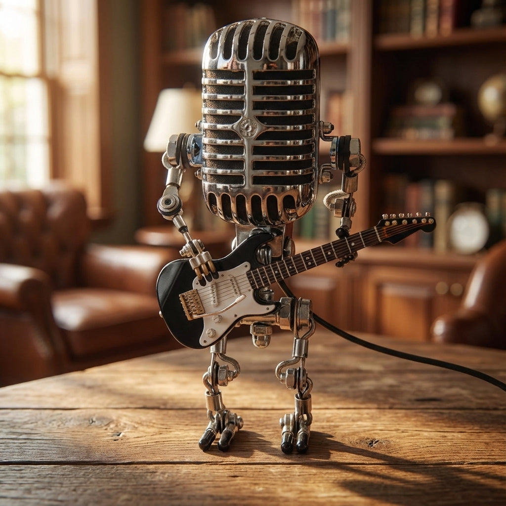 Guitar-themed table lamp – StrumBot