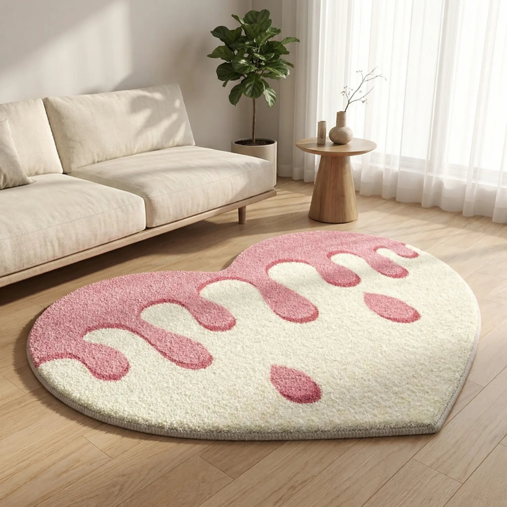 Heart Shaped Living Room Rug - CozyMooHeart
