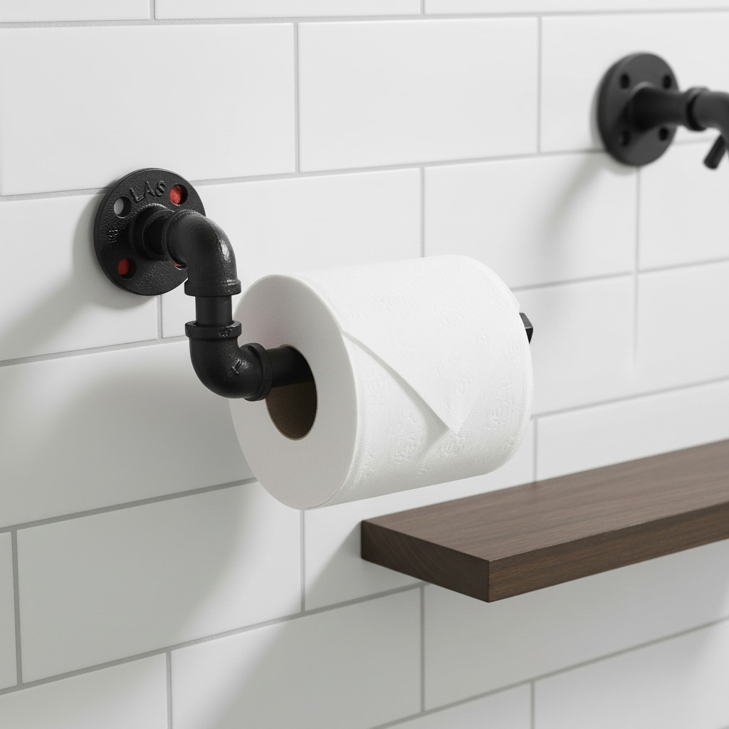 Industrial Pipe Style Holder Black Painted - CastForge