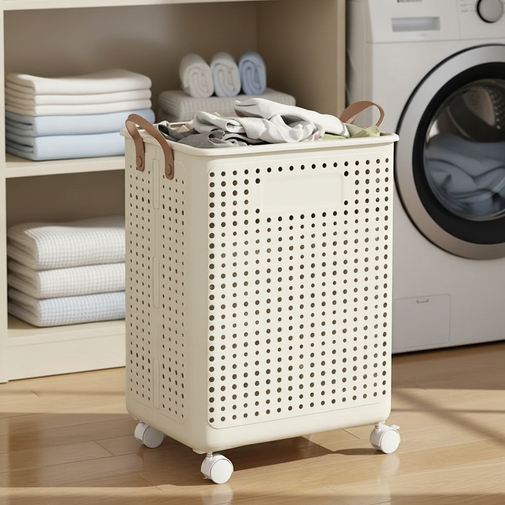 Collapsible wheeled laundry basket - LaundryGlide