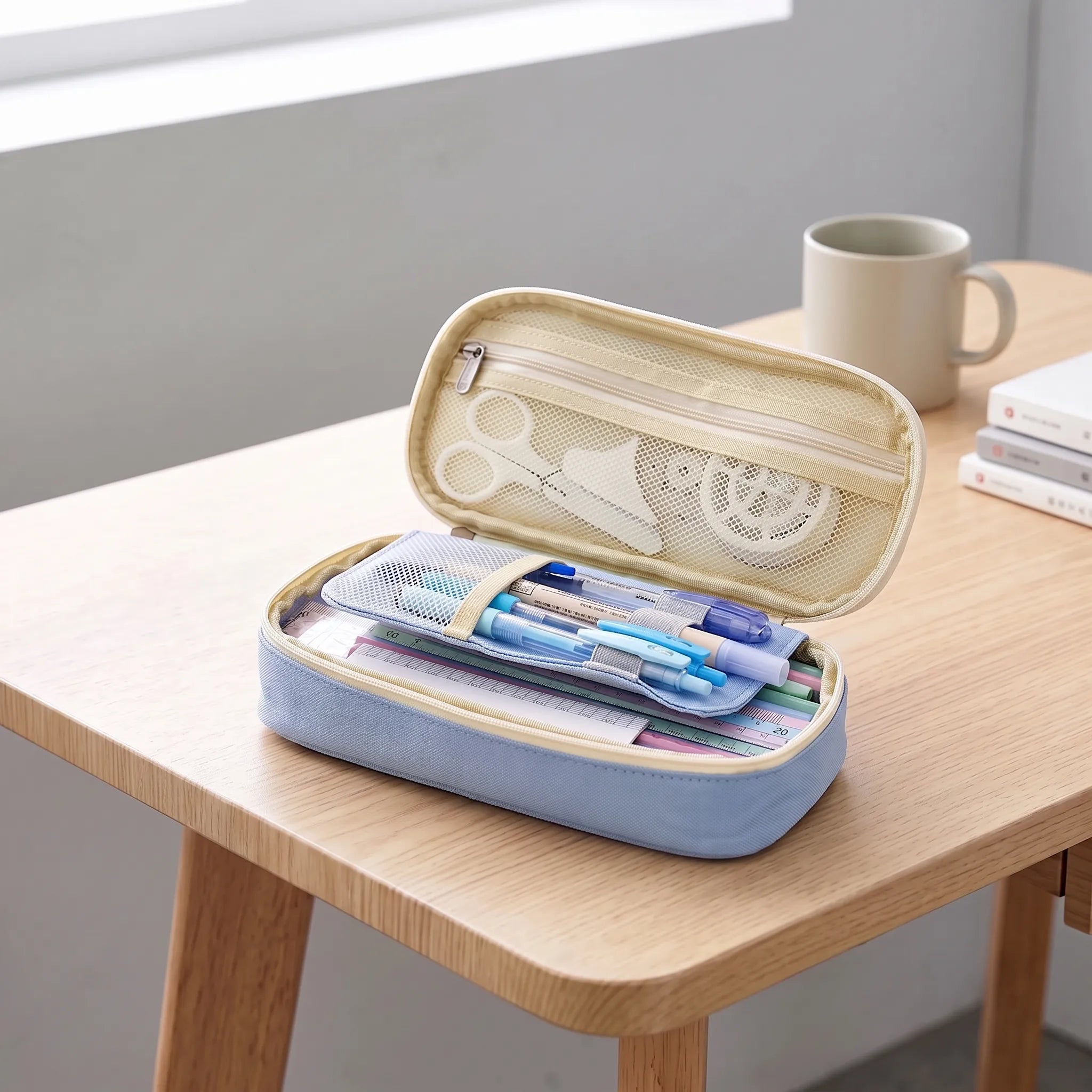 Large Capacity Double-Layer Stationery Pouch - Deskari