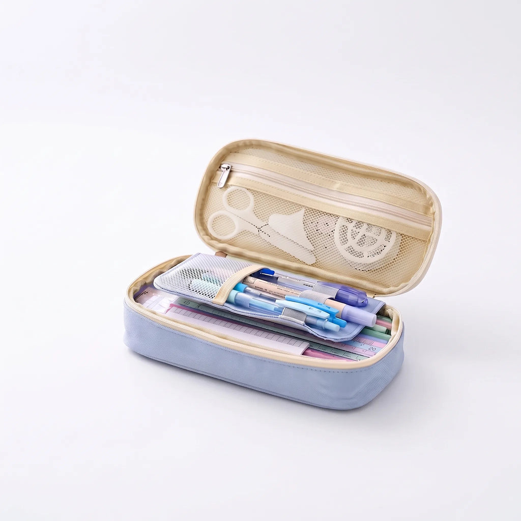 Large Capacity Double-Layer Stationery Pouch - Deskari