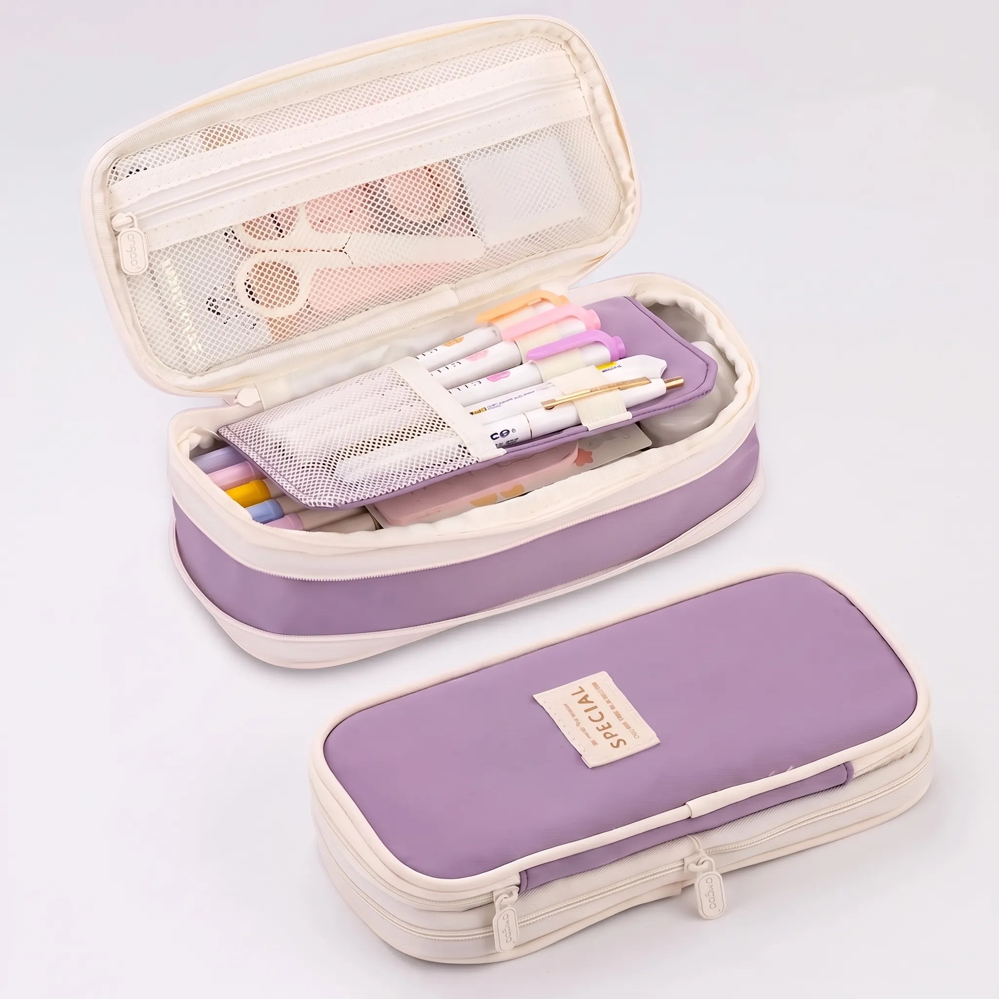 Large Capacity Double-Layer Stationery Pouch - Deskari