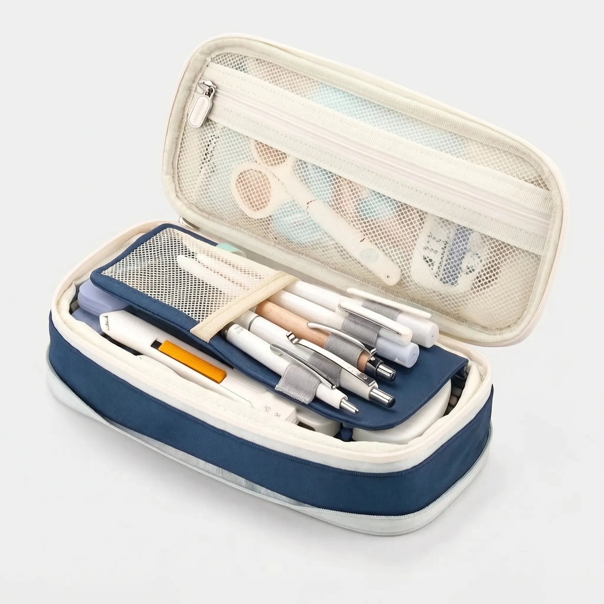 Large Capacity Double-Layer Stationery Pouch - Deskari