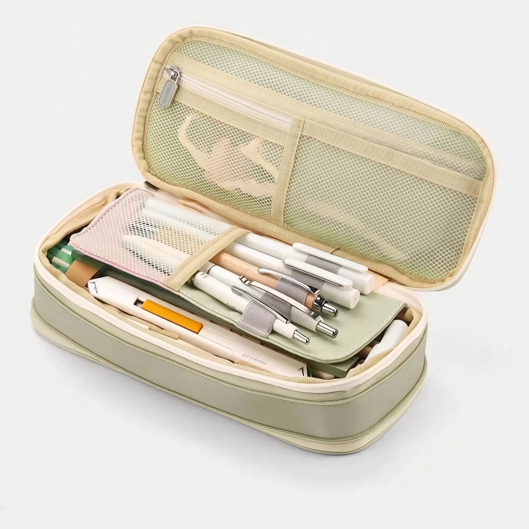 Large Capacity Double-Layer Stationery Pouch - Deskari