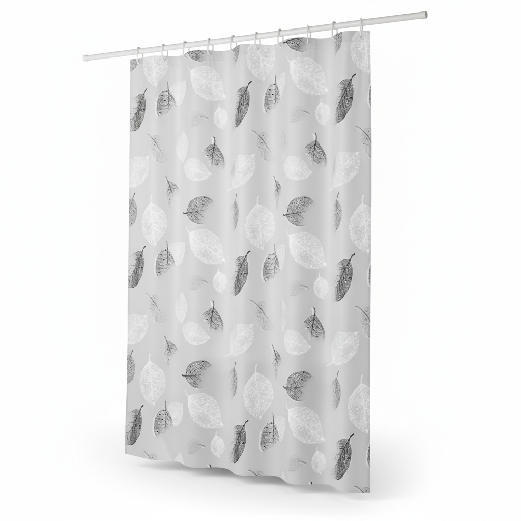 Light Shower Curtain With Hooks - AquaLeaf