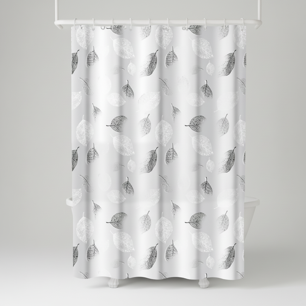 Light Shower Curtain With Hooks - AquaLeaf
