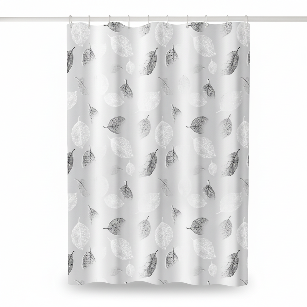 Light Shower Curtain With Hooks - AquaLeaf