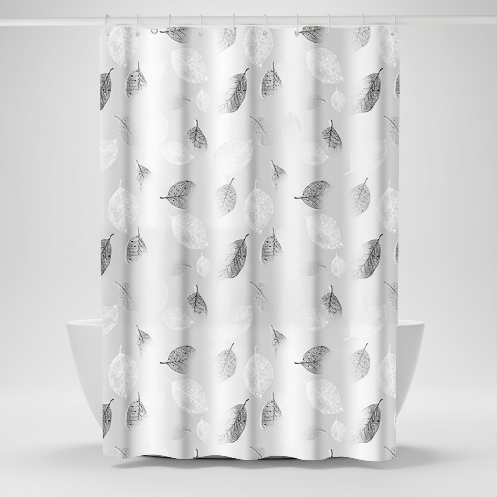 Light Shower Curtain With Hooks - AquaLeaf