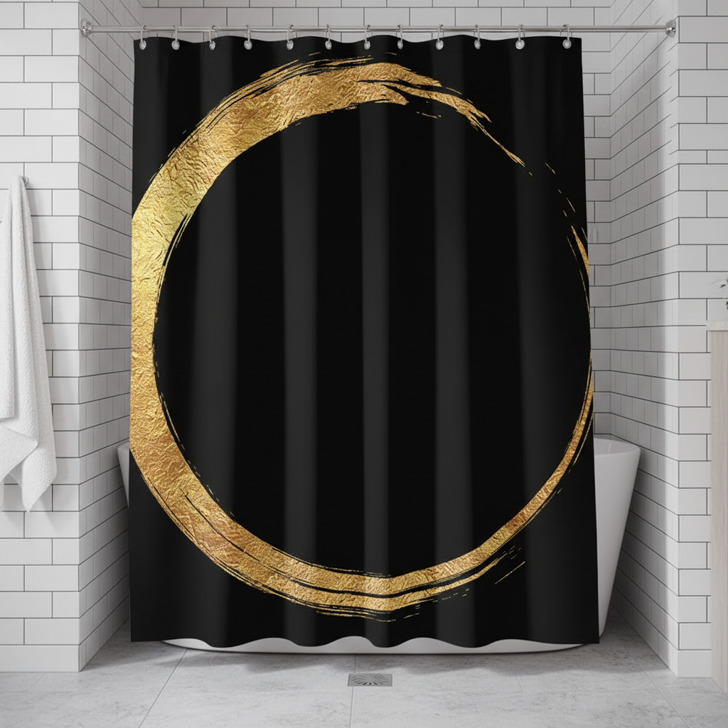 Luxurious Gold Print Shower Curtain - AureoRing