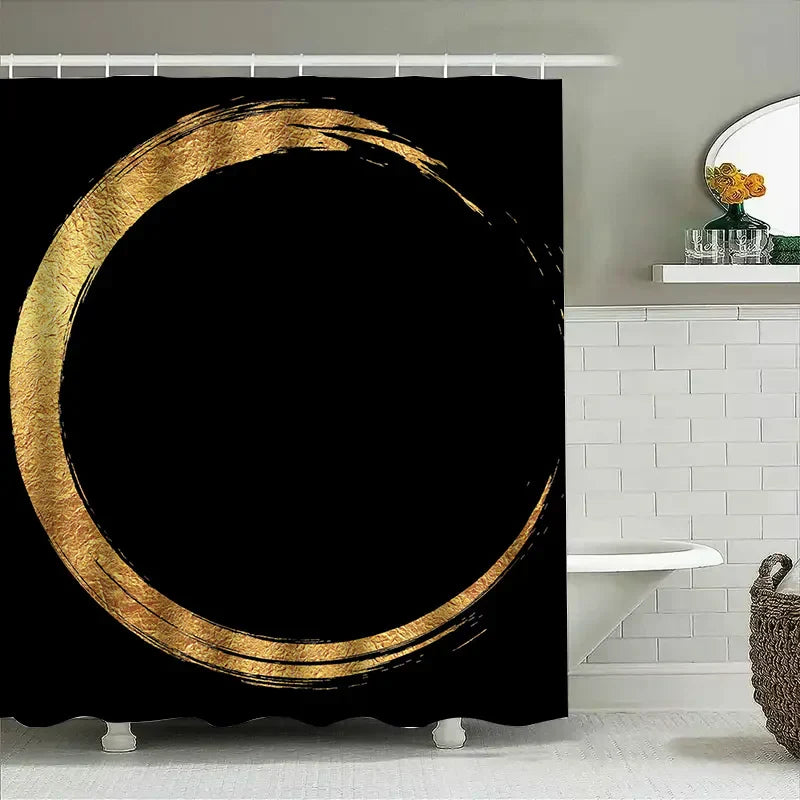 Luxurious Gold Print Shower Curtain - AureoRing
