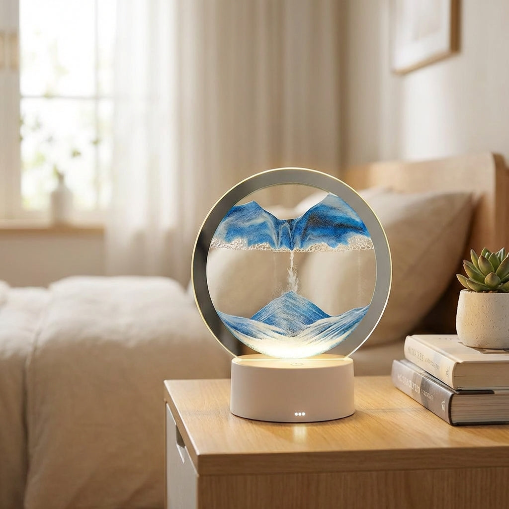 Modern Circular Sand Art Lamp - AquaDrift