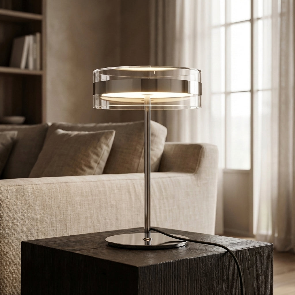 Modern cylindrical table lamp – Clarivon