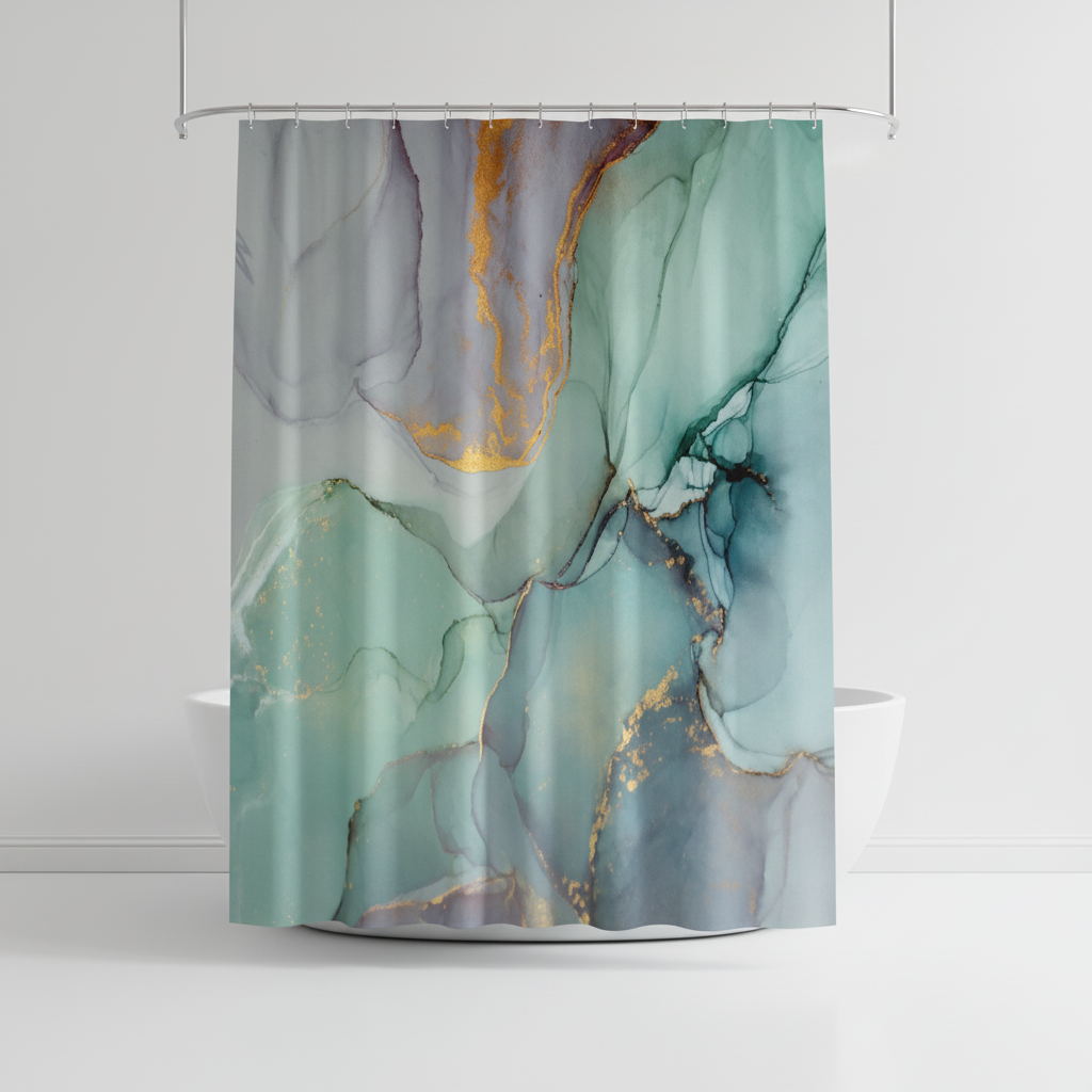 Modern Marbled Shower Curtain - Aquarellea