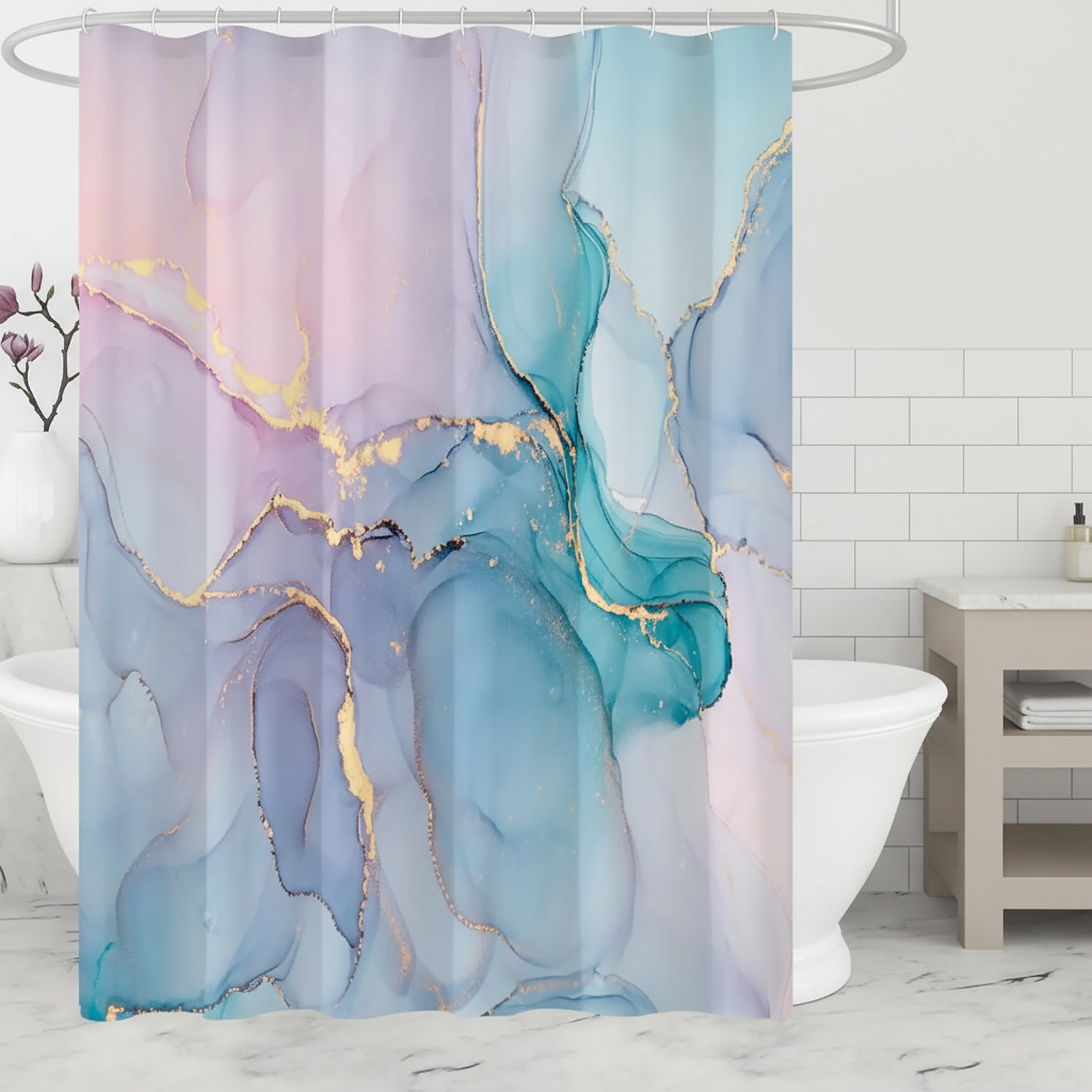 Modern Marbled Shower Curtain - Aquarellea