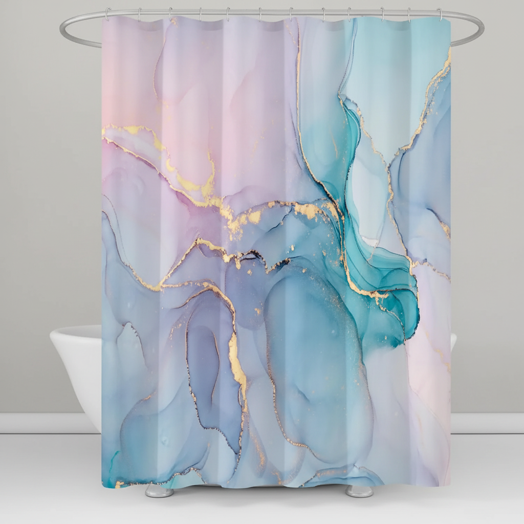 Modern Marbled Shower Curtain - Aquarellea