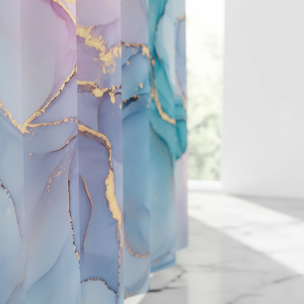 Modern Marbled Shower Curtain - Aquarellea