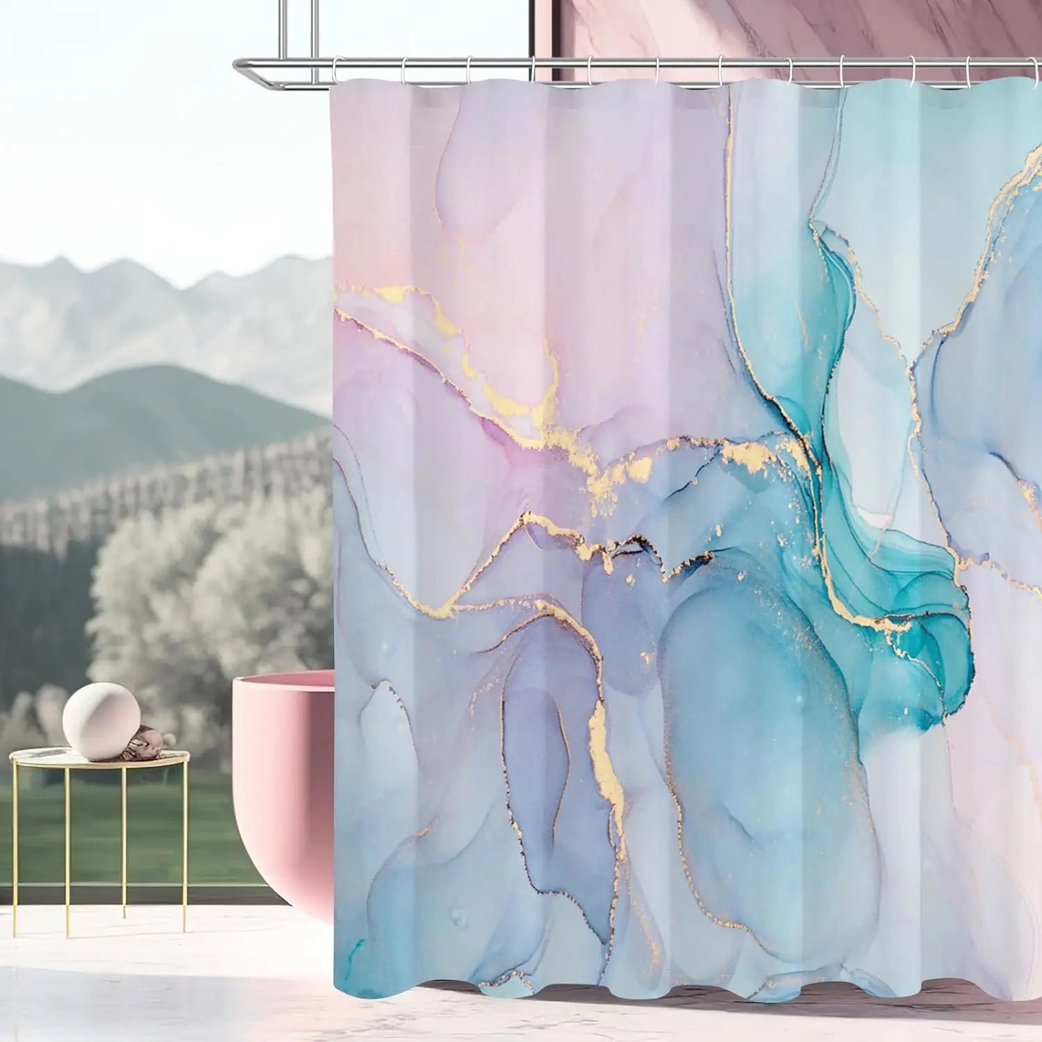 Modern Marbled Shower Curtain - Aquarellea