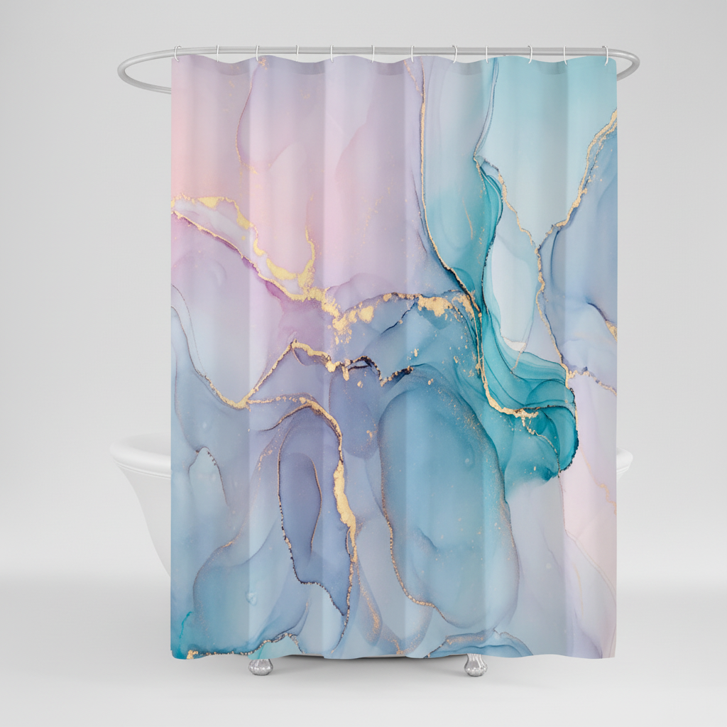 Modern Marbled Shower Curtain - Aquarellea