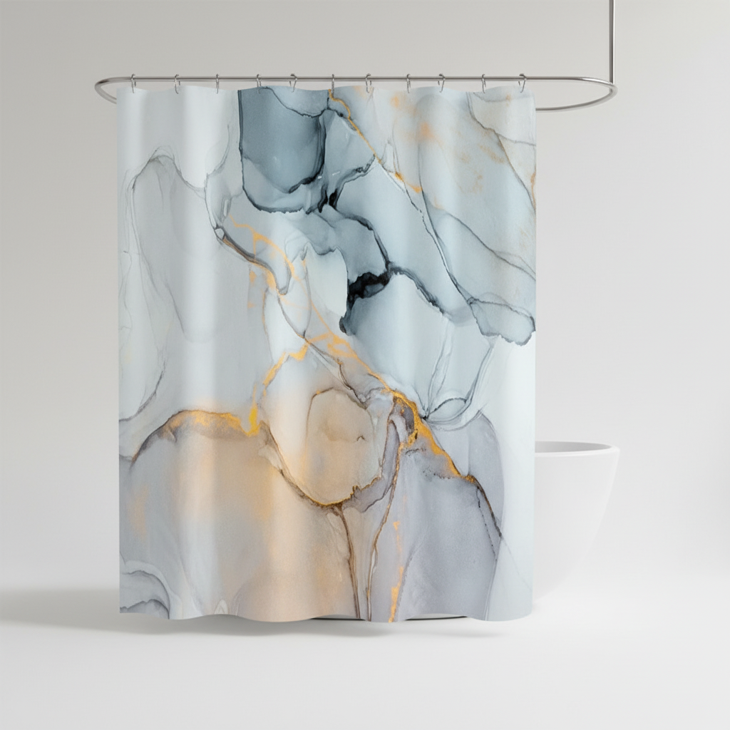 Modern Marbled Shower Curtain - Aquarellea