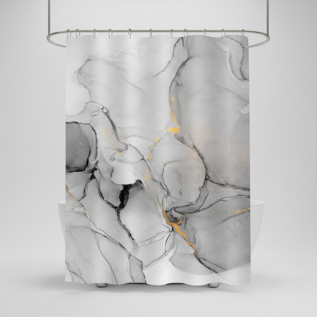 Modern Marbled Shower Curtain - Aquarellea